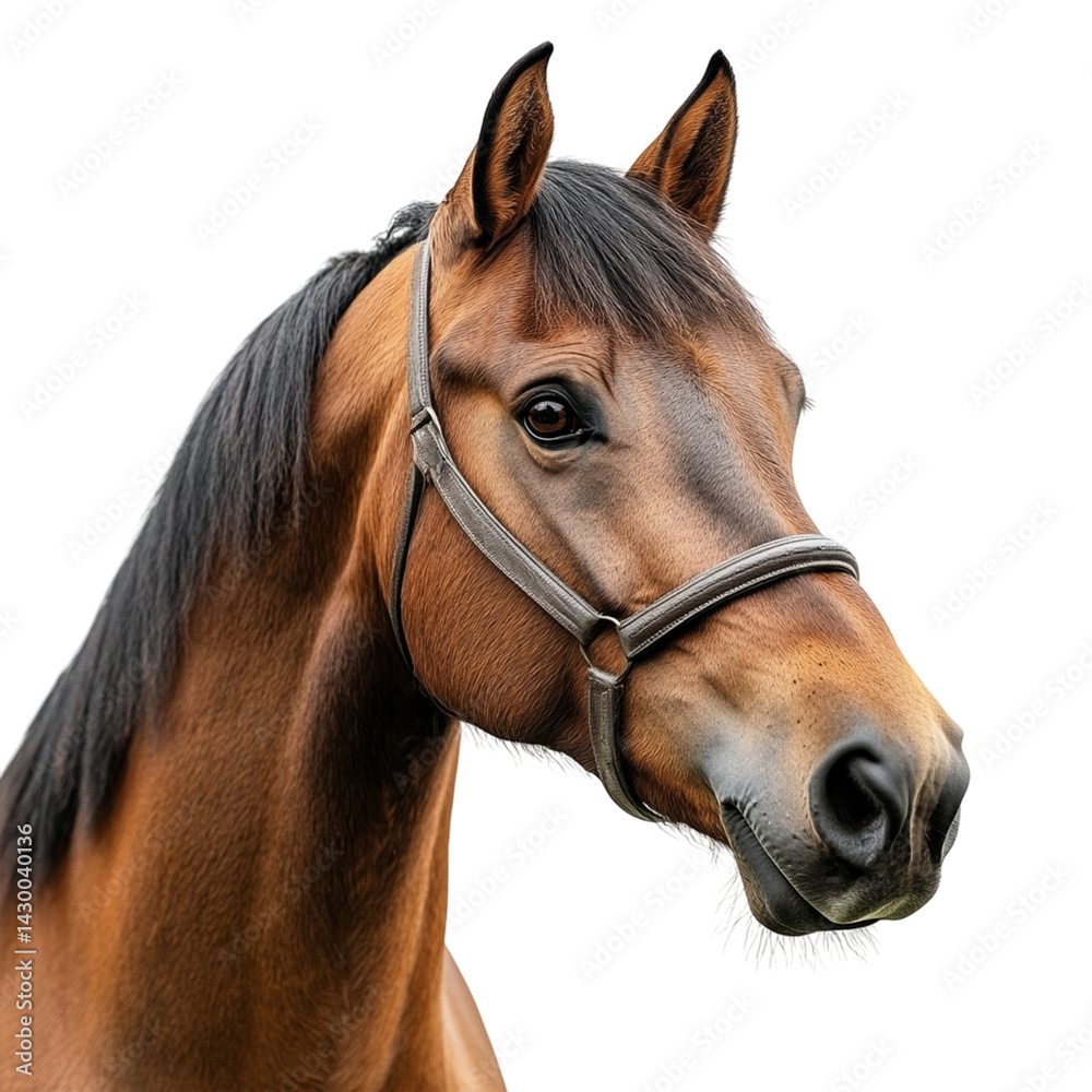 Naklejka premium Głowa konia na białym przezroczystym tle