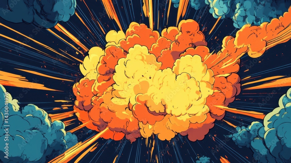 © Andrii - This cartoon explosion features a text boom in a comic style. © Andrii - This cartoon explosion features a text boom in a comic style.