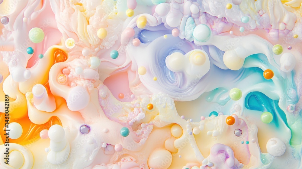 Abstract pastel swirls and bubbles create a playful texture. Abstract pastel swirls and bubbles create a playful texture.