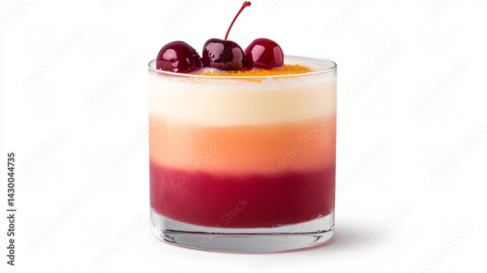 custom made wallpaper toronto digitalLayered Dessert Drink with Cherries Creamy Texture Three Colored Cocktail
