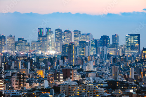 Shinjuku district at dusk, Tokyo, Japan