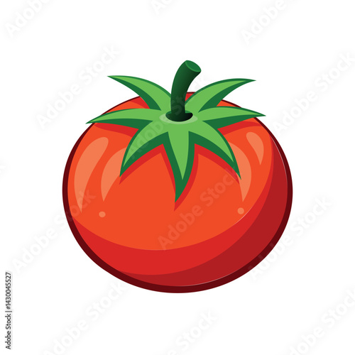 Vector illustration of a ripe juicy tomato, food, vegetable, vegetarianism, diet and autumn vegetable