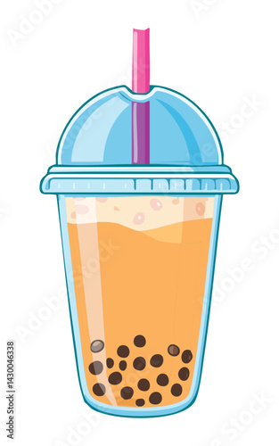 A Cup of Bubble Tea Drink - Vector Illustration