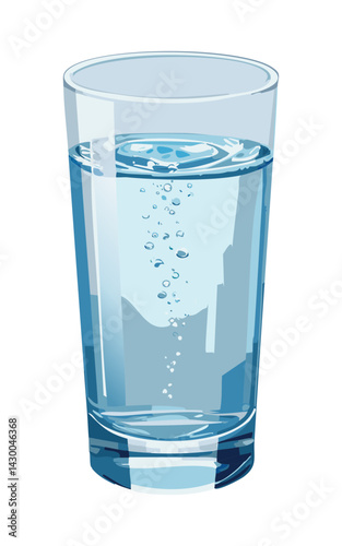 Glass of Sparkling Water - Vector Illustration