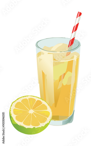 Glass of Lemonade - Vector Illustration