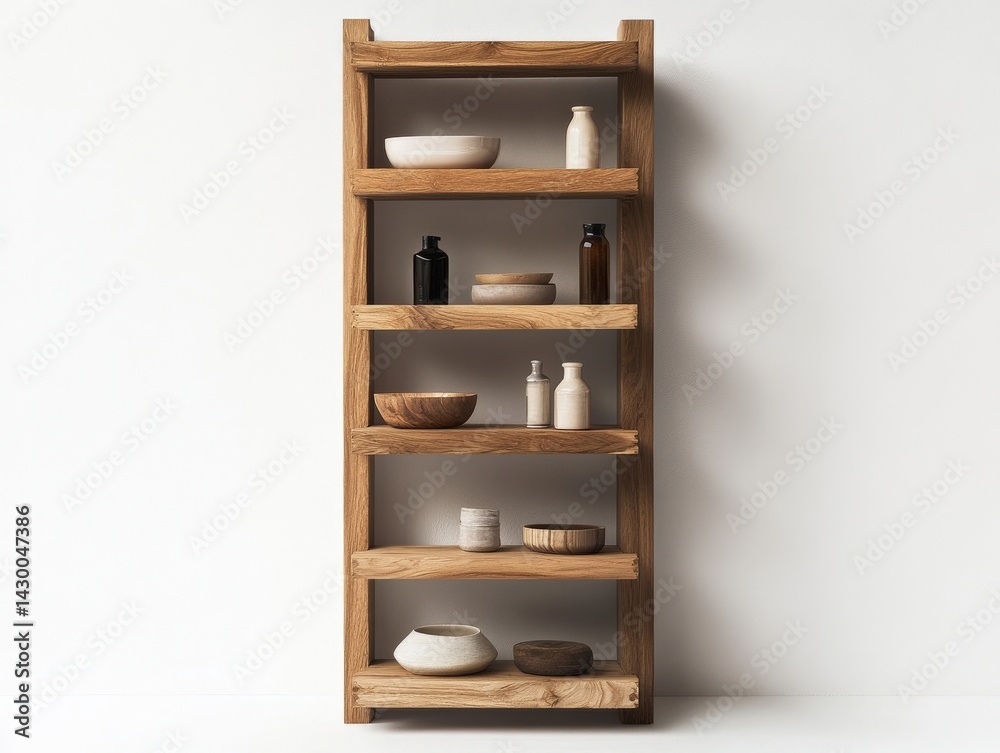 Slim wooden shelving unit with vertical storage for efficient use in tight spaces Slim wooden shelving unit with vertical storage for efficient use in tight spaces