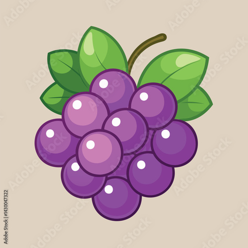Vector illustration of grape grono, simple style