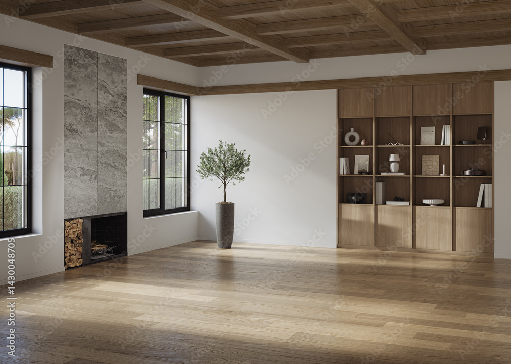 Fototapeta premium A stylish living room interior featuring modern designer furniture and elegant accessories, rendered in 3D 