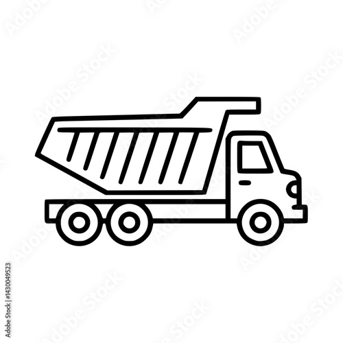 Dump truck outline icon illustration for construction projects  