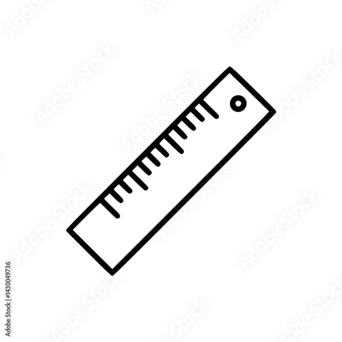 Ruler outline design for construction and measurement use, symbol of precision  