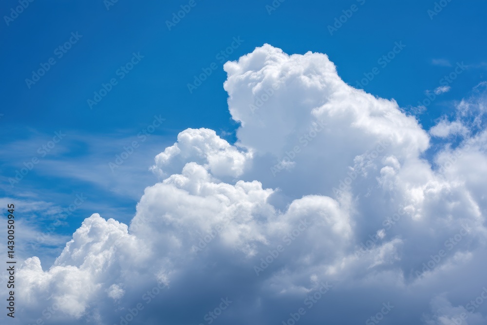 Fluffy Cumulus Clouds Against a Vivid Blue Sky Fluffy Cumulus Clouds Against a Vivid Blue Sky