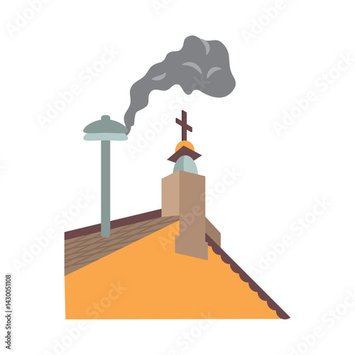 Obraz na płótnie Conclave Vatican Architecture Smoke St Peters Basilica Illustration w salonie