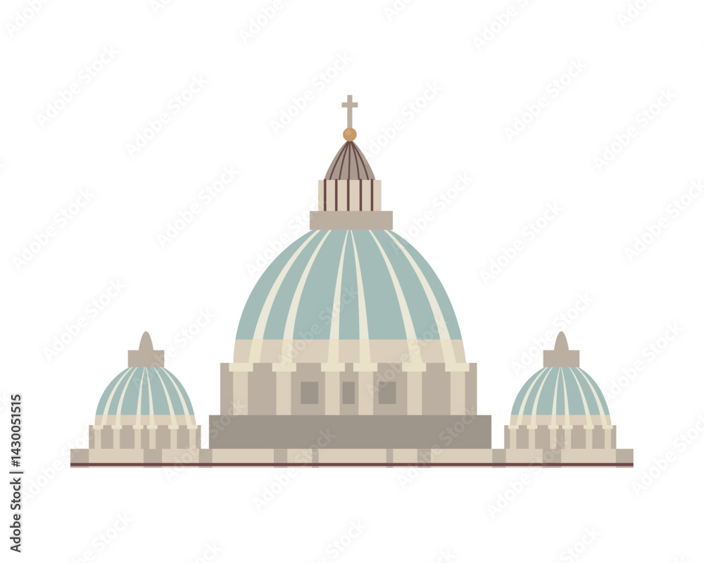 Vatican City Architecture Dome St Peters Basilica Religious Art Design Illustration