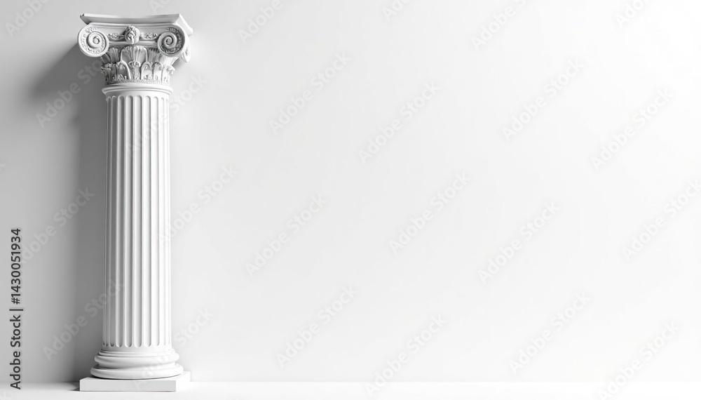 Elegant Roman column against bright white backdrop, architecture, minimal Elegant Roman column against bright white backdrop, architecture, minimal