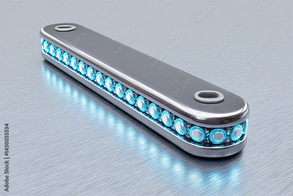 Futuristic LED Strip Light Chrome Tech Design. Futuristic LED Strip Light Chrome Tech Design.