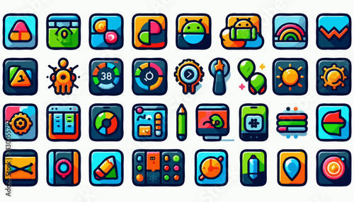 Set of application android icon set full color