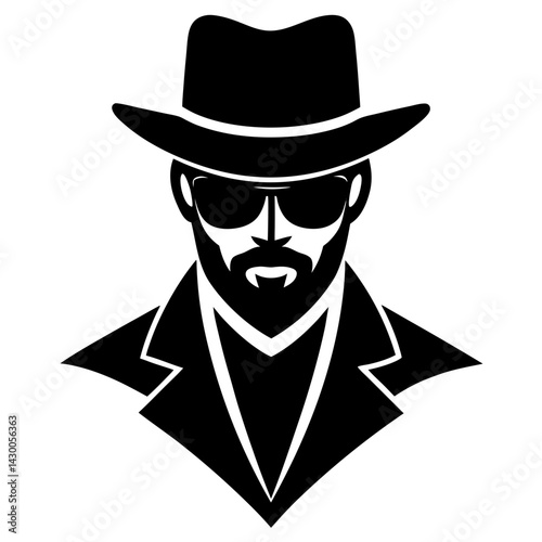 Silhouette of man with hat and sunglasses