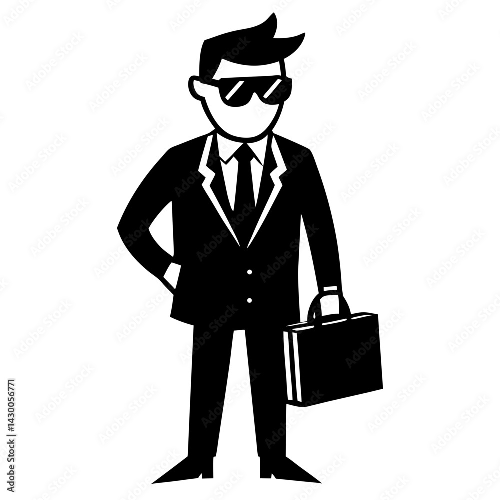 Obraz premium Man in suit with briefcase silhouette vector