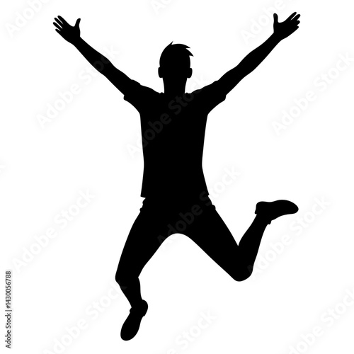 Silhouette of a jumping man with arms raised