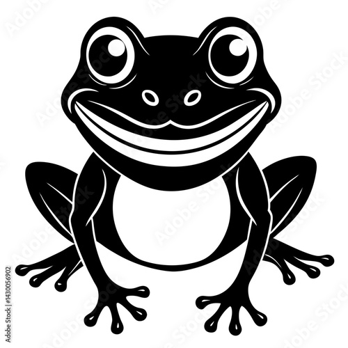 Smiling frog vector silhouette illustration