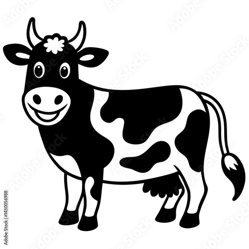 Cartoon black and white spotted cow vector