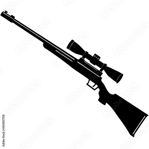 Silhouette of a rifle with a telescopic sight