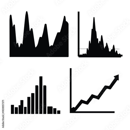 chart growth graph up black  