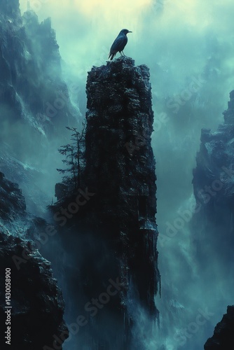 Raven on Misty Mountain Peak.