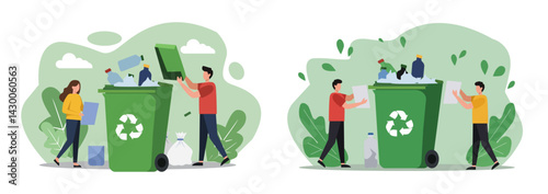 Waste Sorting and Recycling Illustration