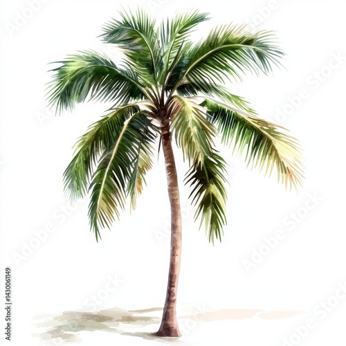 Isolated Tropical Palm Tree Against White Background