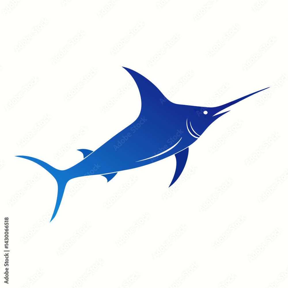 Fototapeta premium Blue Marlin vector silhouette illustration isolated on white background