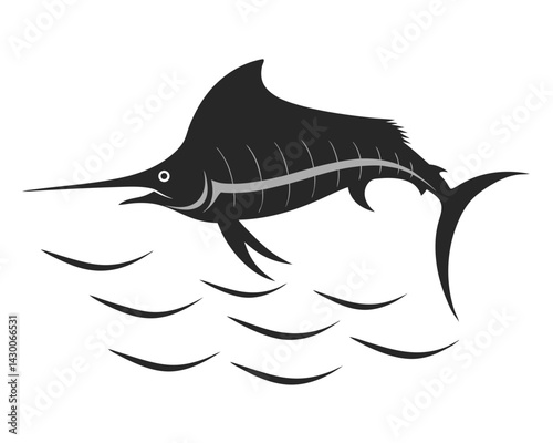 Blue Marlin vector silhouette illustration isolated on white background