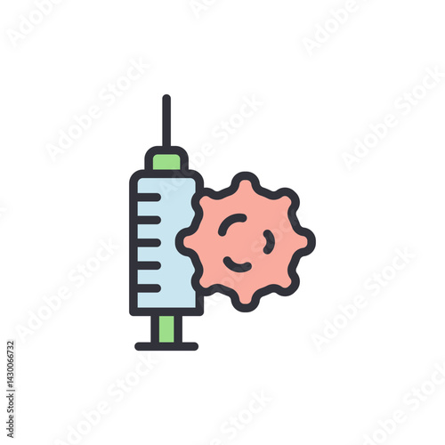 Chemotherapy injection colored icons, minimalist vector illustration ,simple transparent graphic element .Isolated on white background
