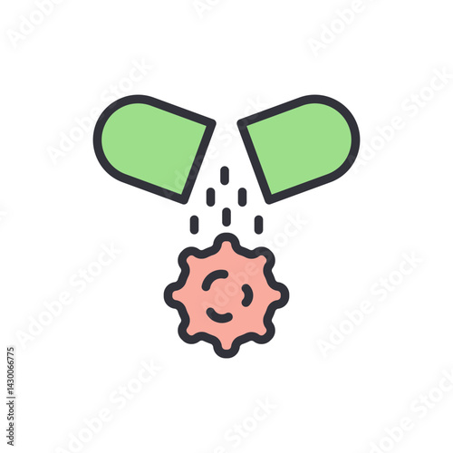 Chemotherapy medicine colored icons, minimalist vector illustration ,simple transparent graphic element .Isolated on white background