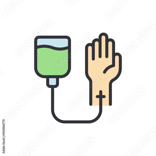 Chemotherapy colored icons, minimalist vector illustration ,simple transparent graphic element .Isolated on white background