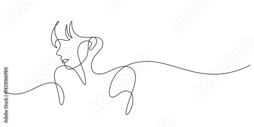 beauty woman posing one line drawing