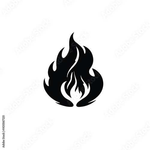 Abstract Black and White Fire Symbol Design