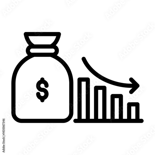 recession outline icon. economy crisis black line illustration.
