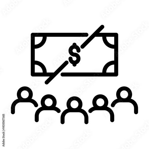 poverty outline icon. no money black line illustration.