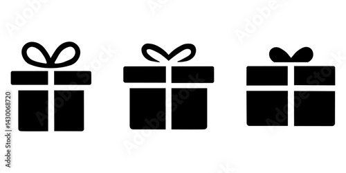 Gift box icon set isolated on white background, Christmas gift symbol vector.