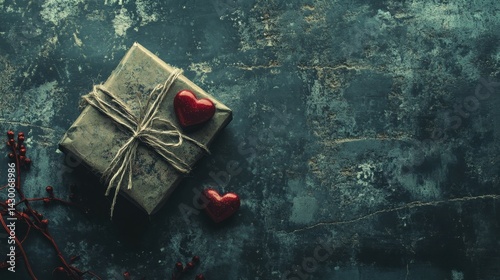 Valentine's day gifts with hearts and copyspace, saint valentine and love background concept, blank space, hd