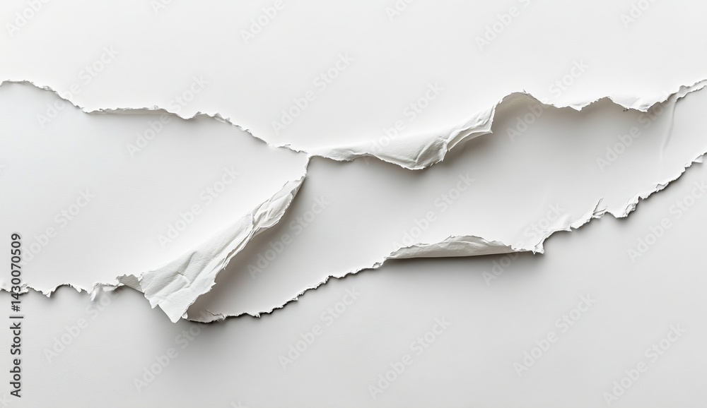 Ripped white paper, abstract design, flat lay, blank space background Ripped white paper, abstract design, flat lay, blank space background