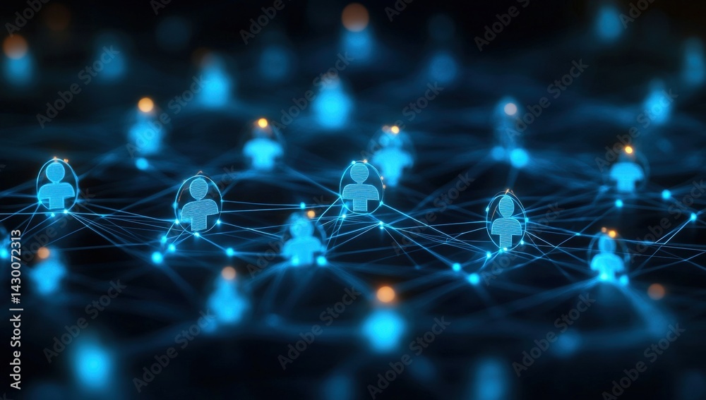 Abstract Digital Network of Connected People Representing Online Interaction and Global Communication in a Modern Technology Environment Abstract Digital Network of Connected People Representing Online Interaction and Global Communication in a Modern Technology Environment