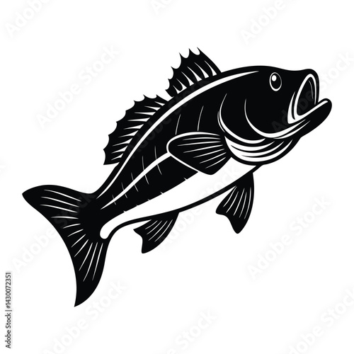 vector illustration of a bass fish silhouette 