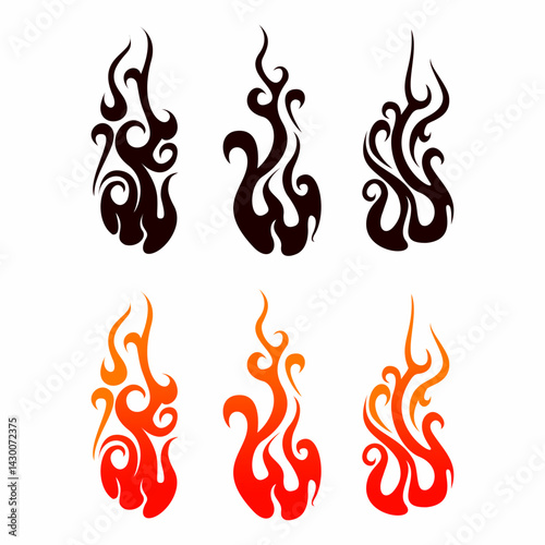 Set of vector fire design elements