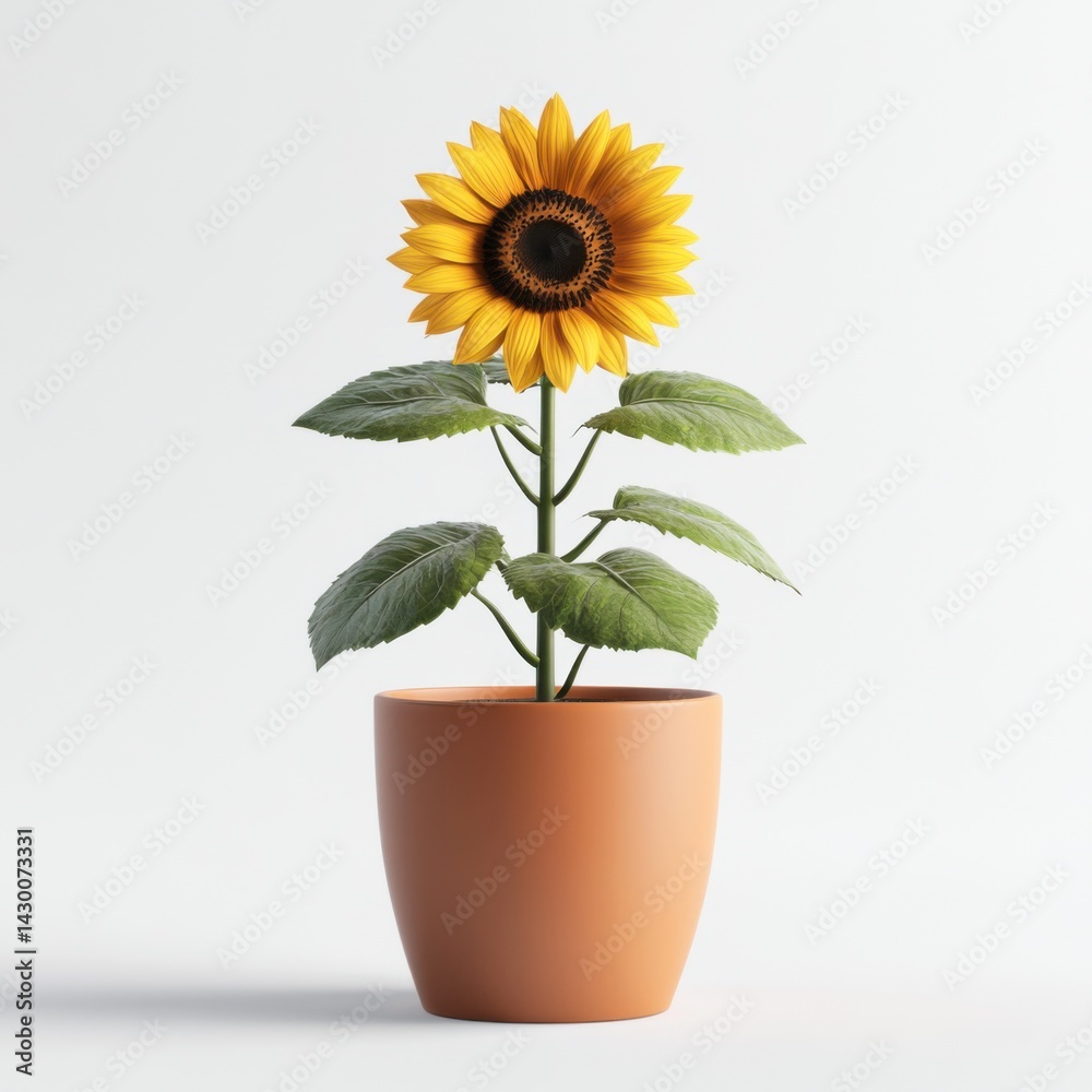 Obraz premium Sunflower plant growth showcase indoor space nature photography minimalist design close-up view beauty in simplicity