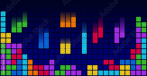 Brick blocks puzzle videogame theme vector background