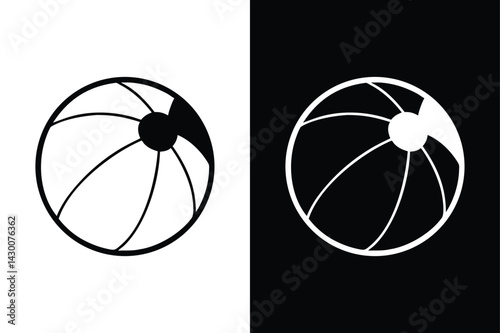 Outlined Beach Ball Icon. Flat Line Art for Vacation Design