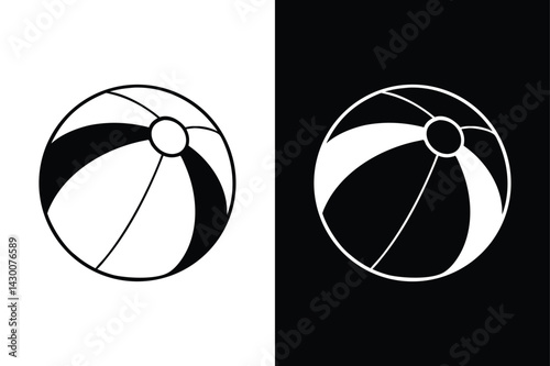 Beach Ball Line Icon. Thin Outline Vector Illustration Design