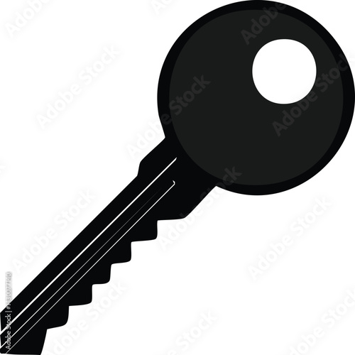Stylized Key with Olive Green Background and White Accents, Iconic Minimalist Design for Access Symbol, Security, and Graphic Elements